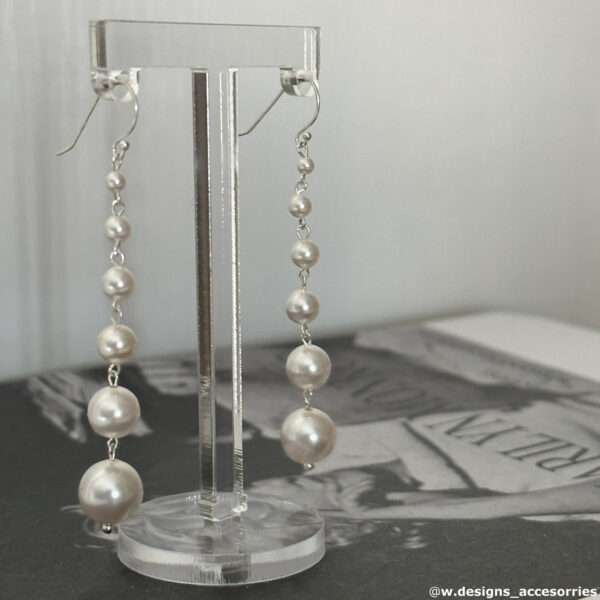 Swarovski Pearl Long Dangle Earrings - Sterling Silver