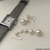 Swarovski Pearl Long Dangle Earrings - Sterling Silver