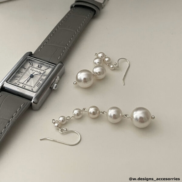 Swarovski Pearl Long Dangle Earrings - Sterling Silver