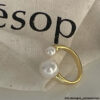 Swarovski Open Ring with Double Pearls – Sterling Silver