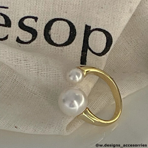 Swarovski Open Ring with Double Pearls – Sterling Silver