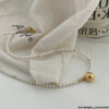 Swarovski Gold Ball Pearl Pendant Necklace – 14K  Gold Filled Pendant & 14K Domestic Tail